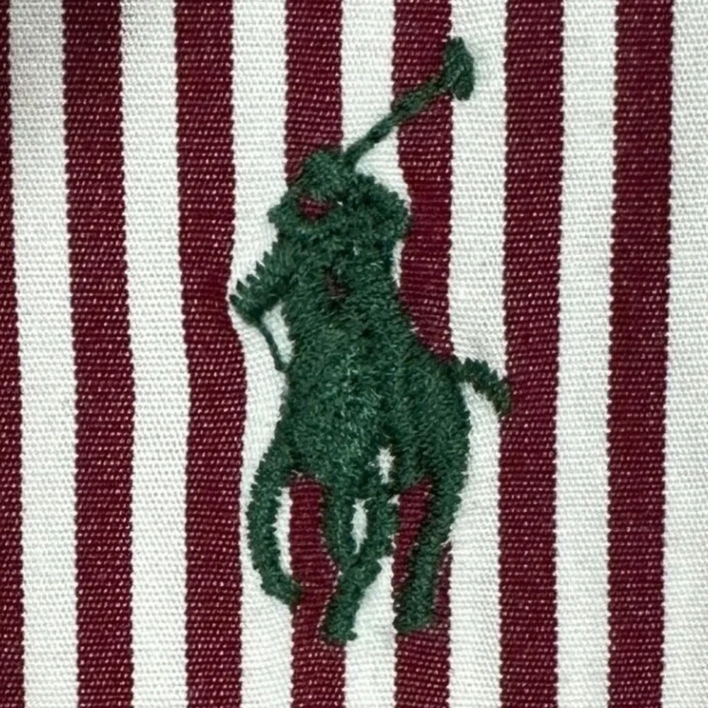 Polo Ralph Lauren Shirt Mens XL Classic Fit Burgundy Striped Button-Down Pony